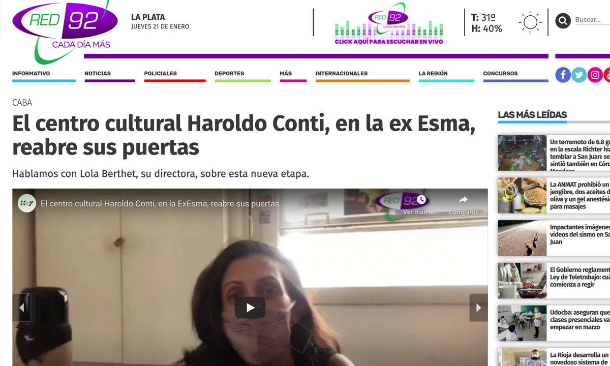 El centro cultural Haroldo Conti, en la ex Esma, reabre sus puertas