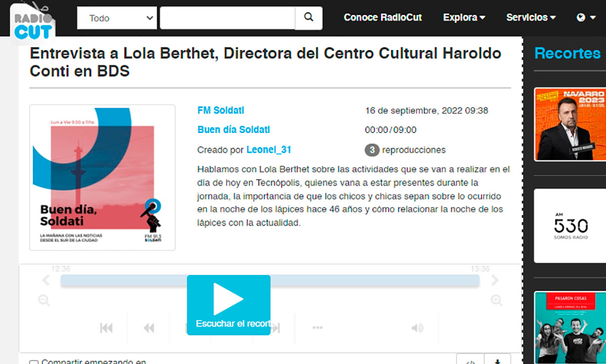 Entrevista a Lola Berthet, Directora del Centro Cultural Haroldo Conti en BDS
