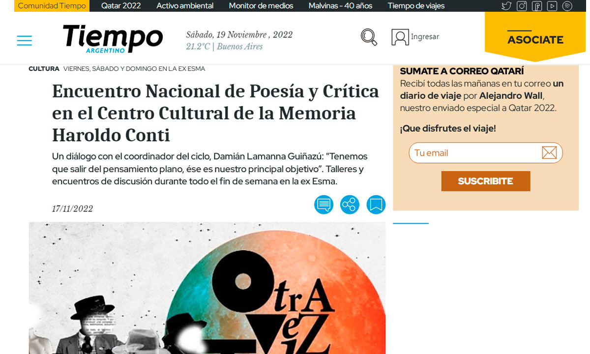 Encuentro Nacional de Poesía y Crítica en el Centro Cultural de la Memoria Haroldo Conti